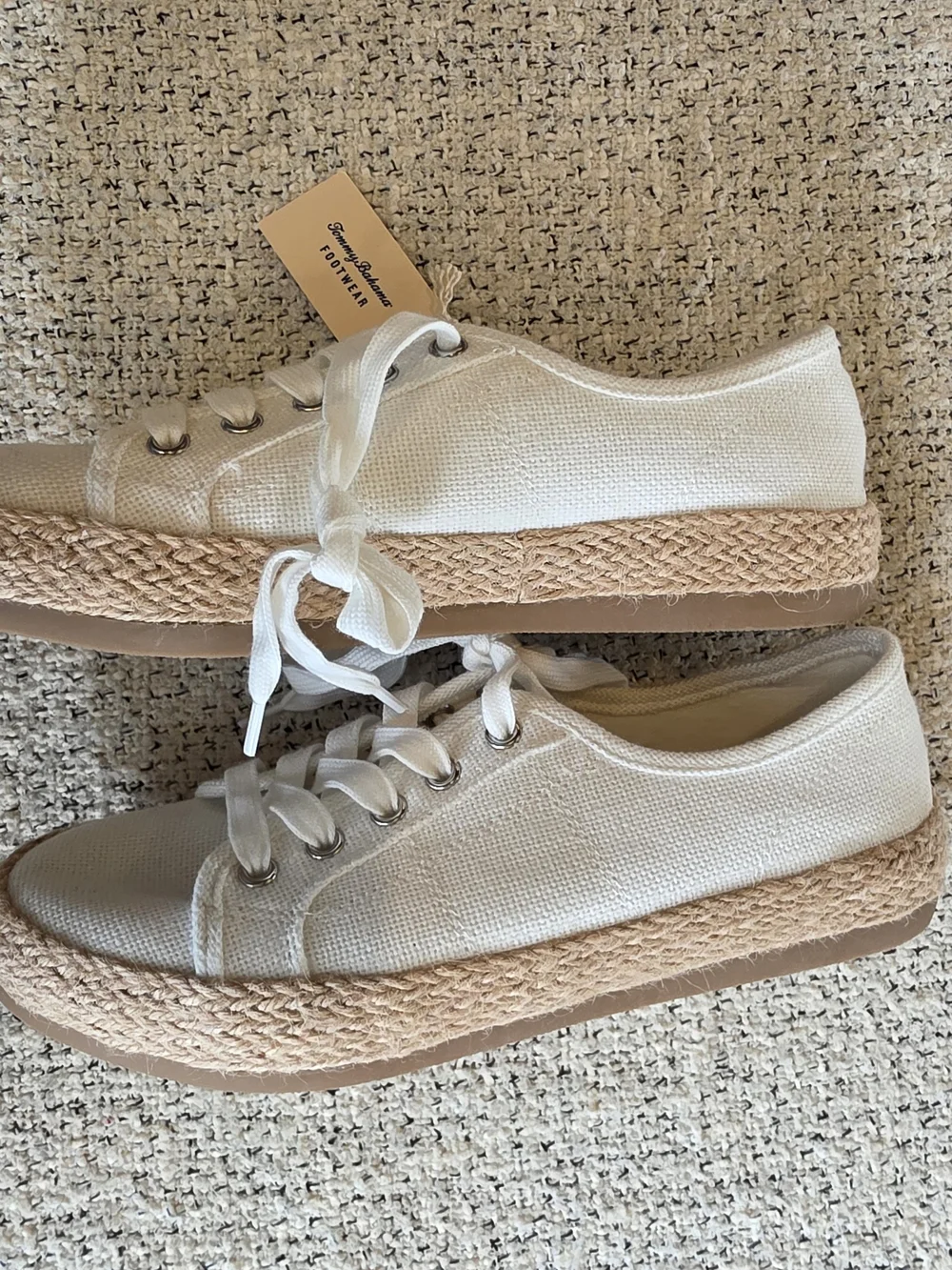 Tommy Bahama White Canvas Espadrille Platform Sneakers Size 8.5